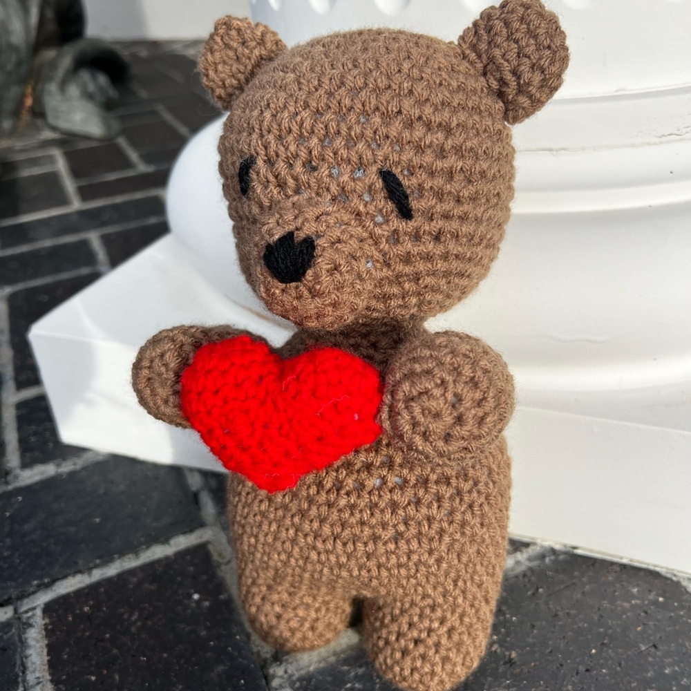 Hand Crocheted Honey the Valentine’s Day Bear Stuffed Animal Plushie! - Picture 4 of 13